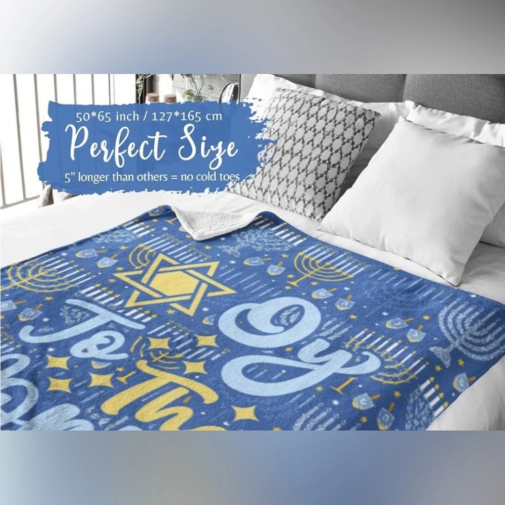 Hannukah Blanket “Oy to the World” Brand New